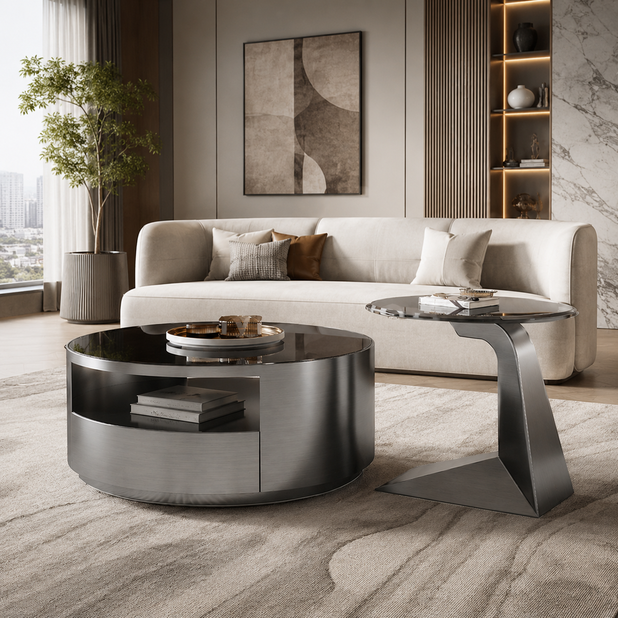 Curved Glass Coffee Table