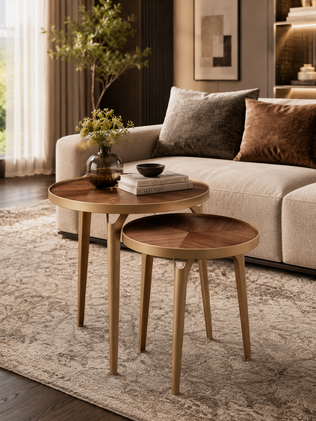 Brass Nesting Tables Set of 2