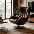 Cognac Leather Wingback Armchair
