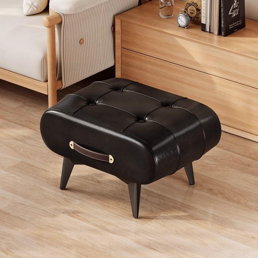 Leather & Steel Hallway Bench