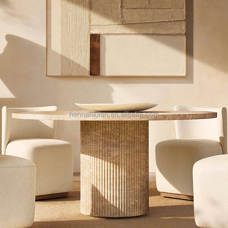 Round Travertine Dining Table