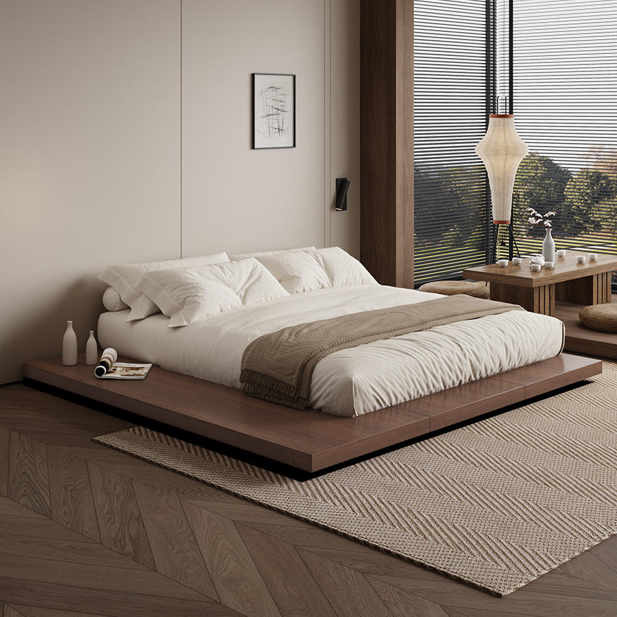 Floating Oak Platform Bed