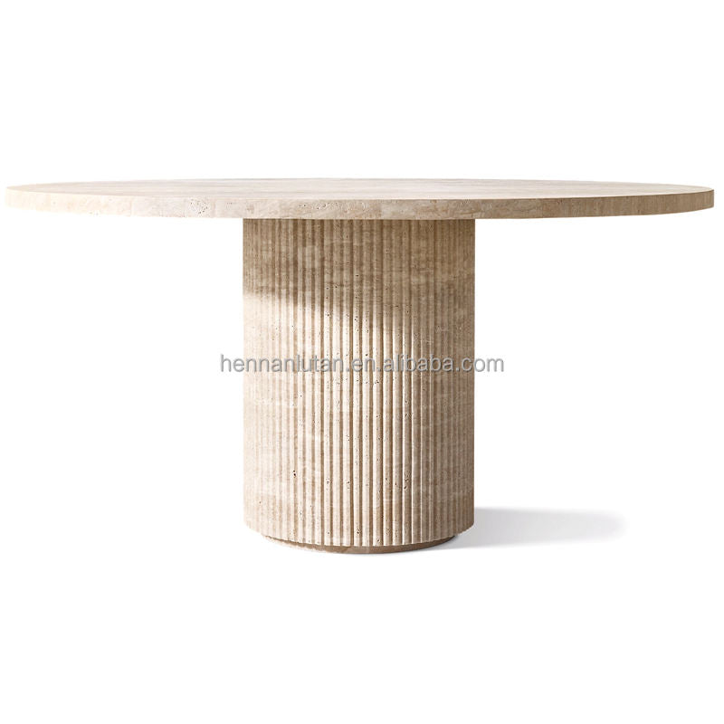 Round Travertine Dining Table