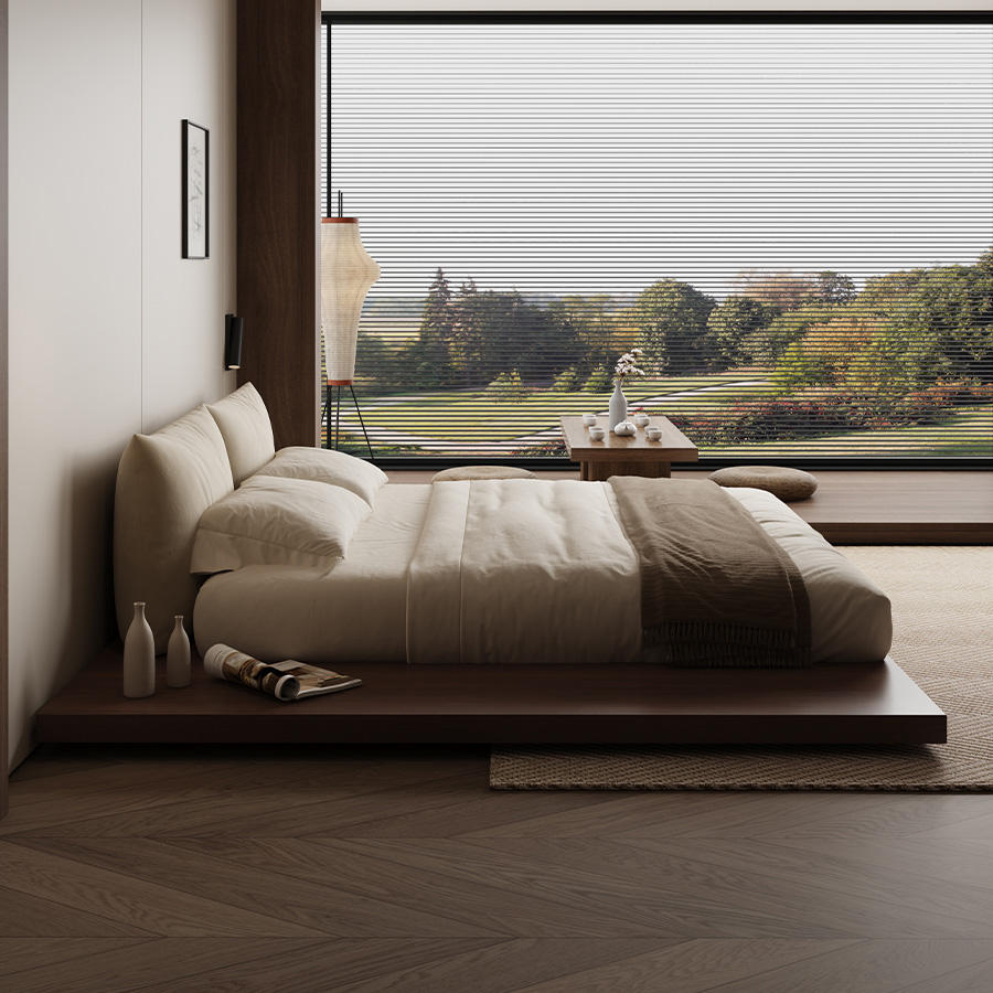 Floating Oak Platform Bed