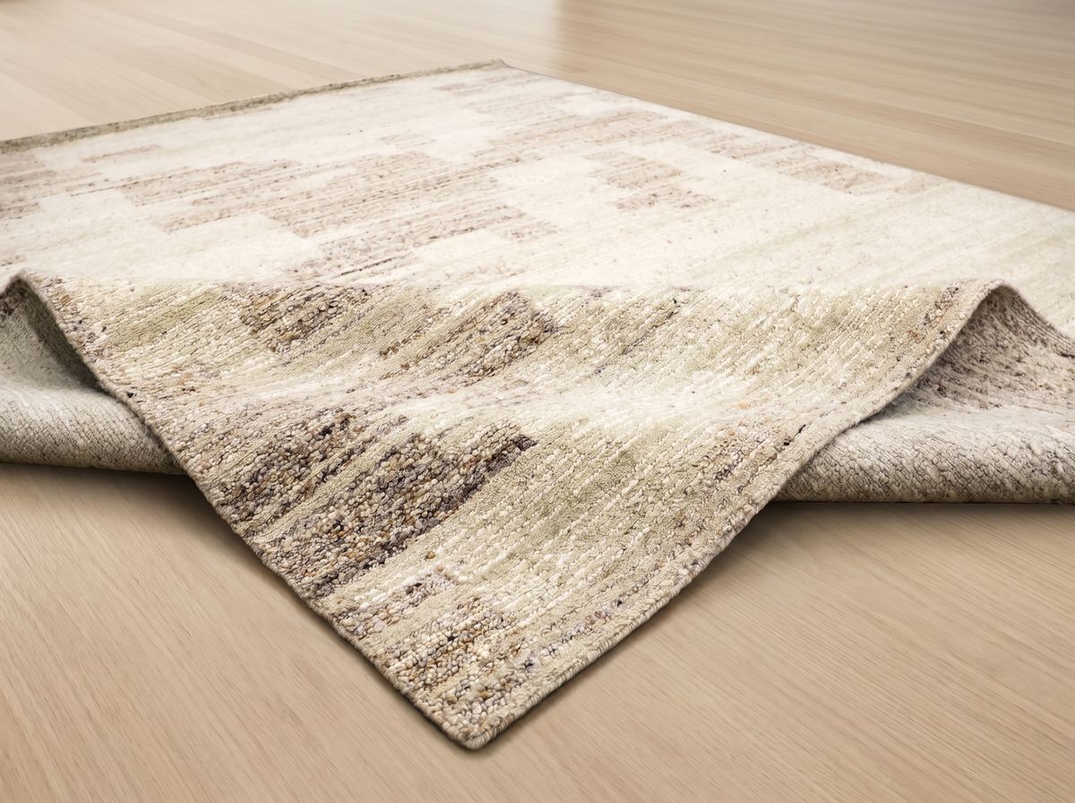 Hand-Knotted Wool Rug Beige