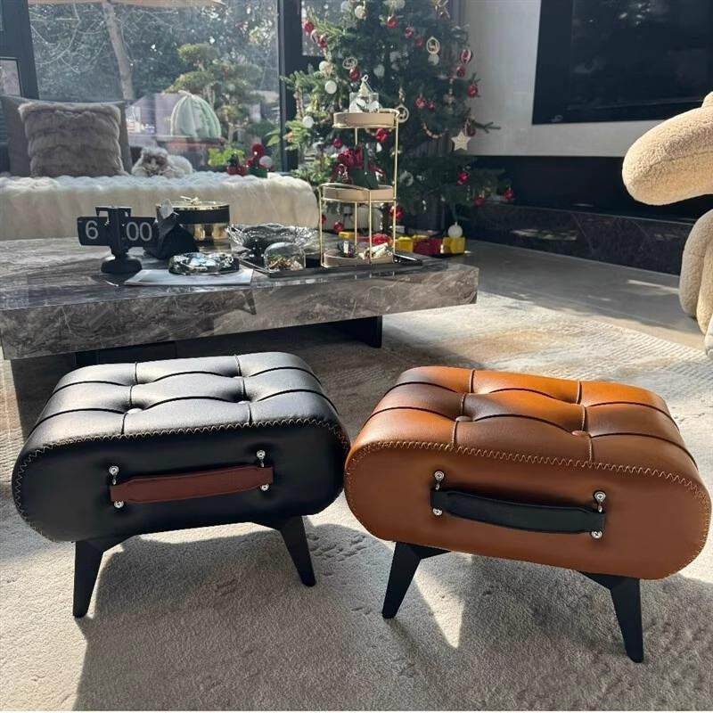Leather & Steel Hallway Bench