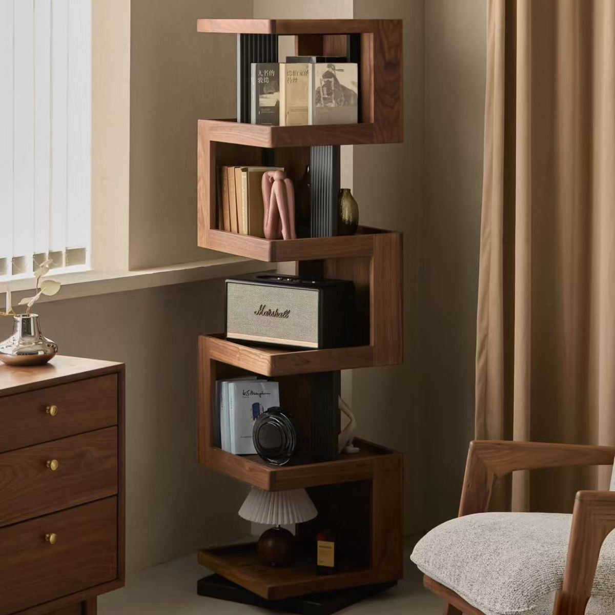 Steel & Walnut Modular Shelving