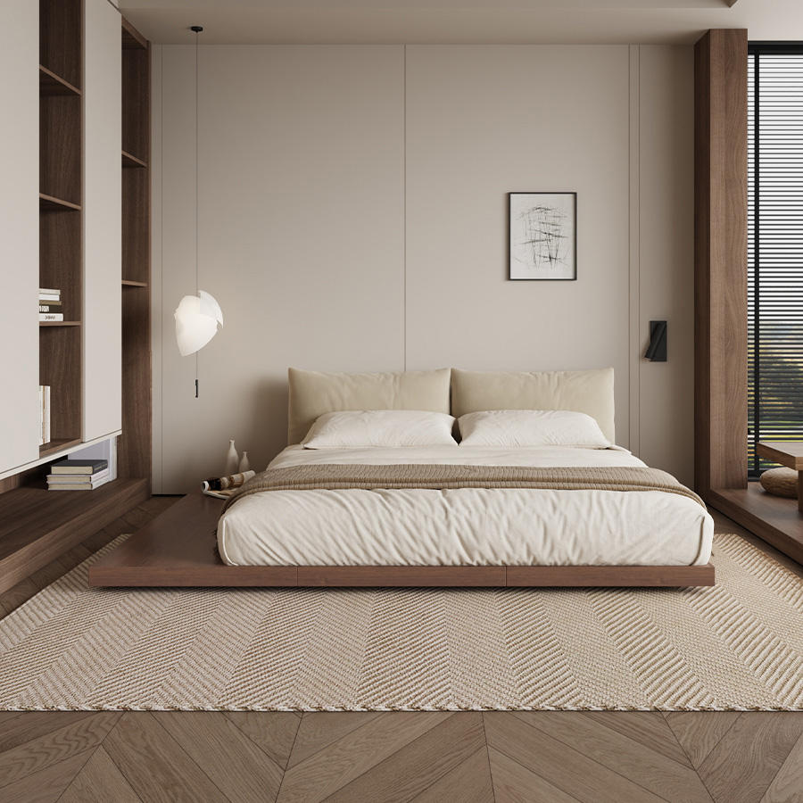 Floating Oak Platform Bed