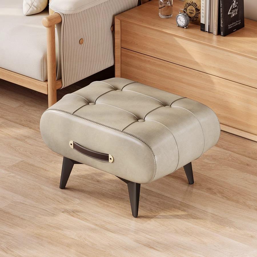 Leather & Steel Hallway Bench